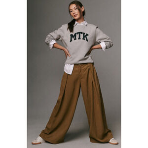 NWT Pilcro Pleated Brown Balloon Trouser Flare Pants - 31 waist